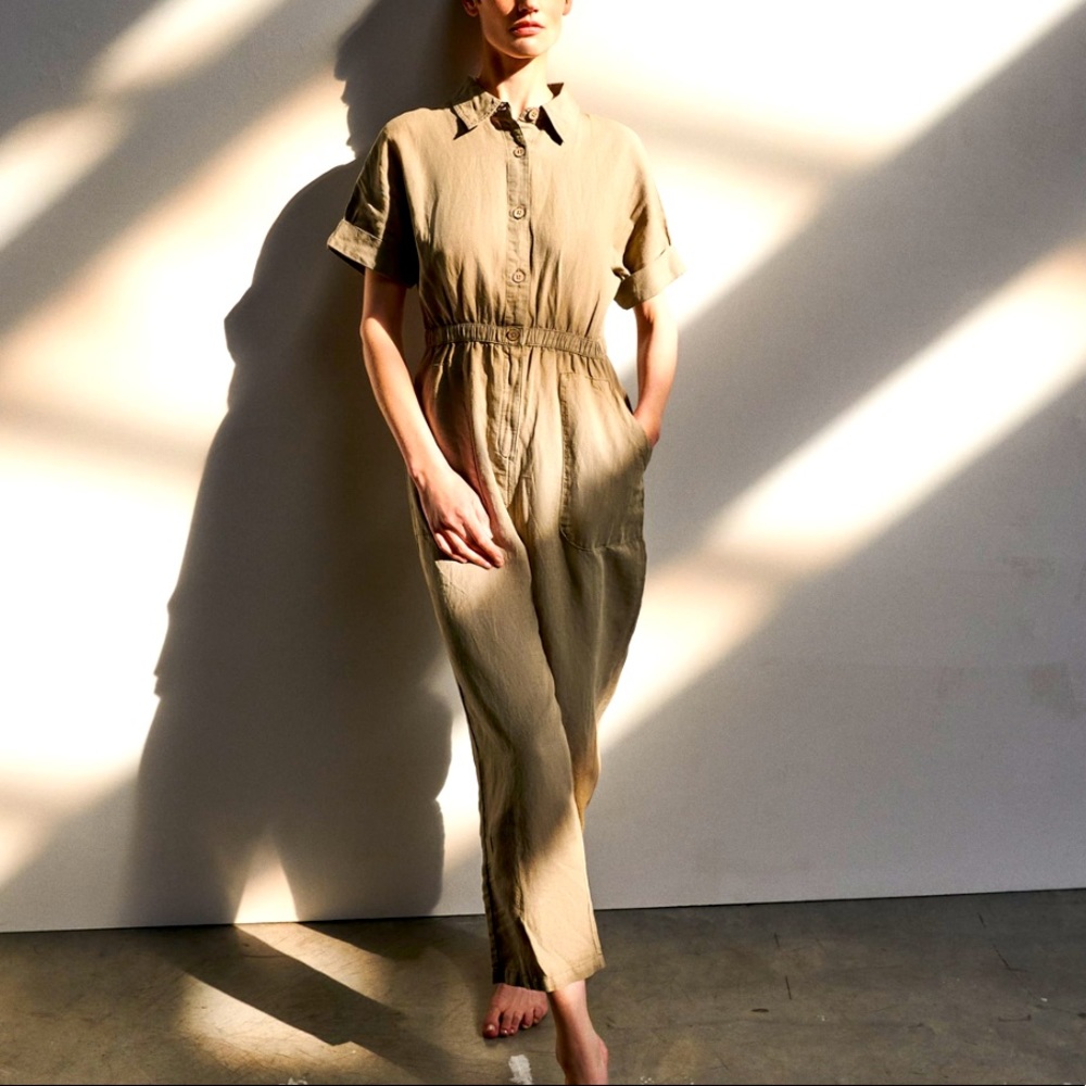 Zara linen blend long jumpsuits